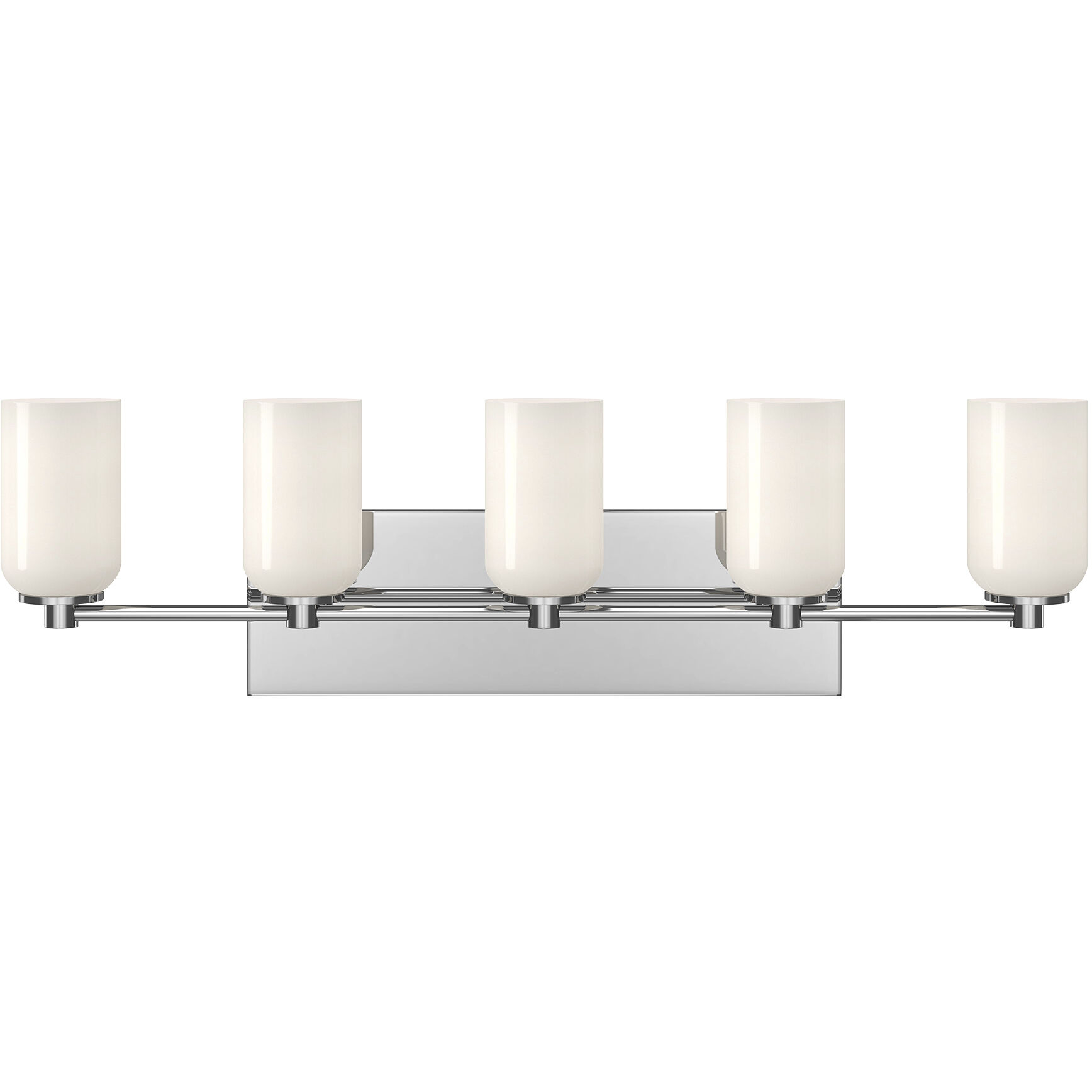 Nola Bath Vanity Light Wall Light in Chrome, Glossy Opal Glass Shade