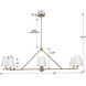 Xavier 6 Light 46 inch Vibrant Gold Linear Chandelier Ceiling Light in Vibrant Gold and White