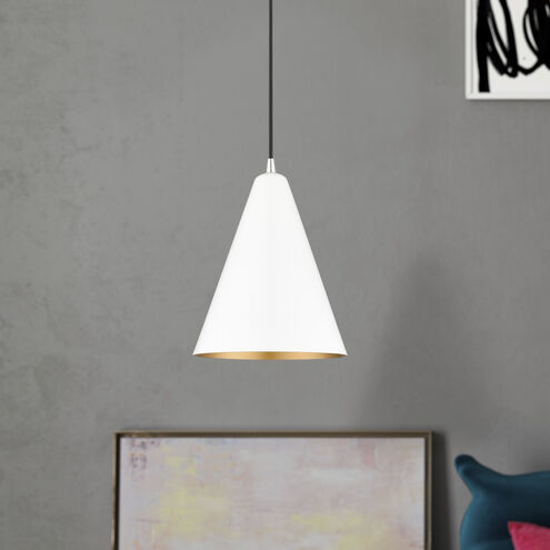 Dulce 1 Light 10 inch Shiny White with Polished Chrome Accents Pendant Ceiling Light