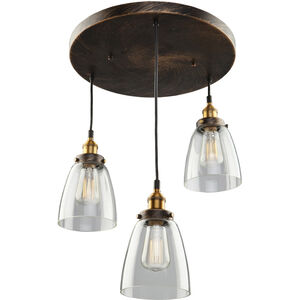 Greenwich 3 Light 10 inch Bronze and Copper Pendant Ceiling Light
