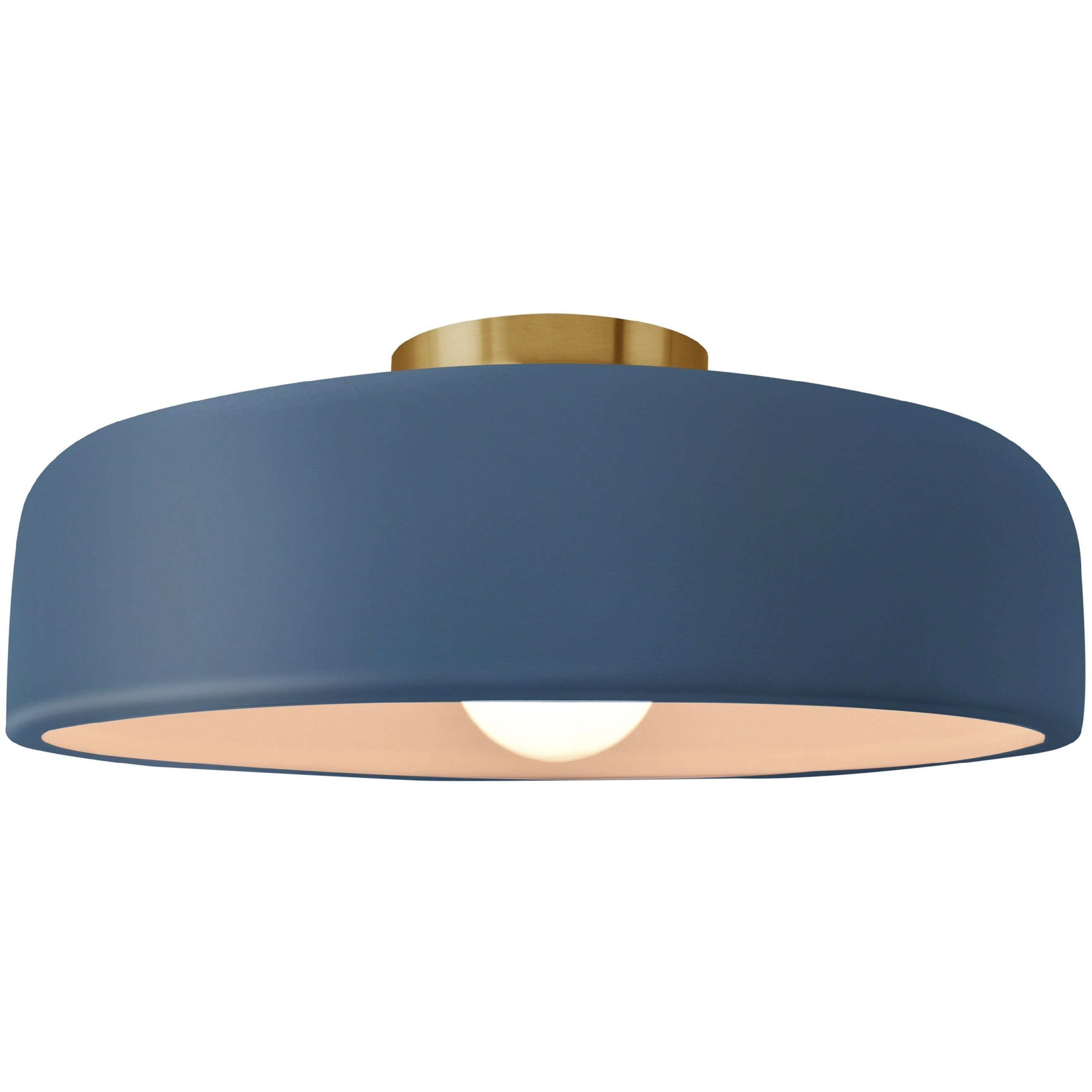 Radiance Collection - Spire 1 Light 13 inch Midnight Sky and Matte White and Brushed Brass Semi-Flush Ceiling Light in Replaceable Bulb, Midnight Sky/Matte White, 13W x 6H, Form+Finish+Function