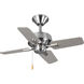Drift 32 inch Brushed Nickel with Silver/Driftwood Blades Ceiling Fan