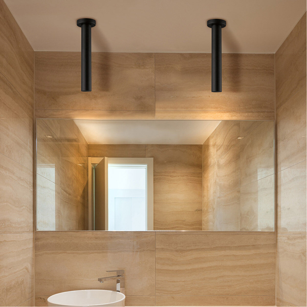 Tortoreto LED 2.36 inch Matte Black Tubular Flush Mount Ceiling Light