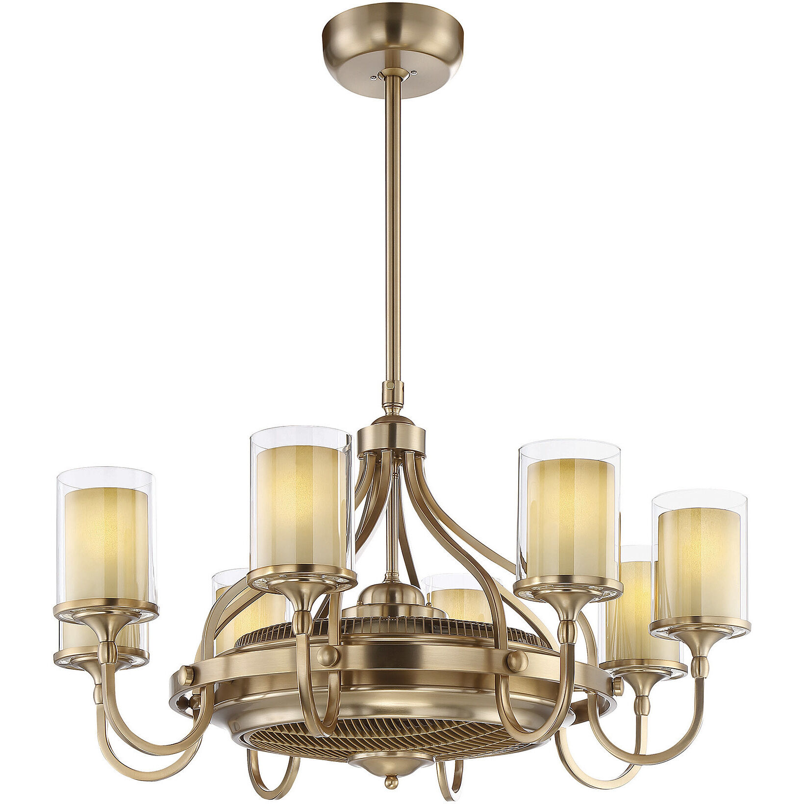 Etesian 14 inch Burnished Russet with Gold Blades Fan D'Lier in Burnished Russett, Air-Ionizing