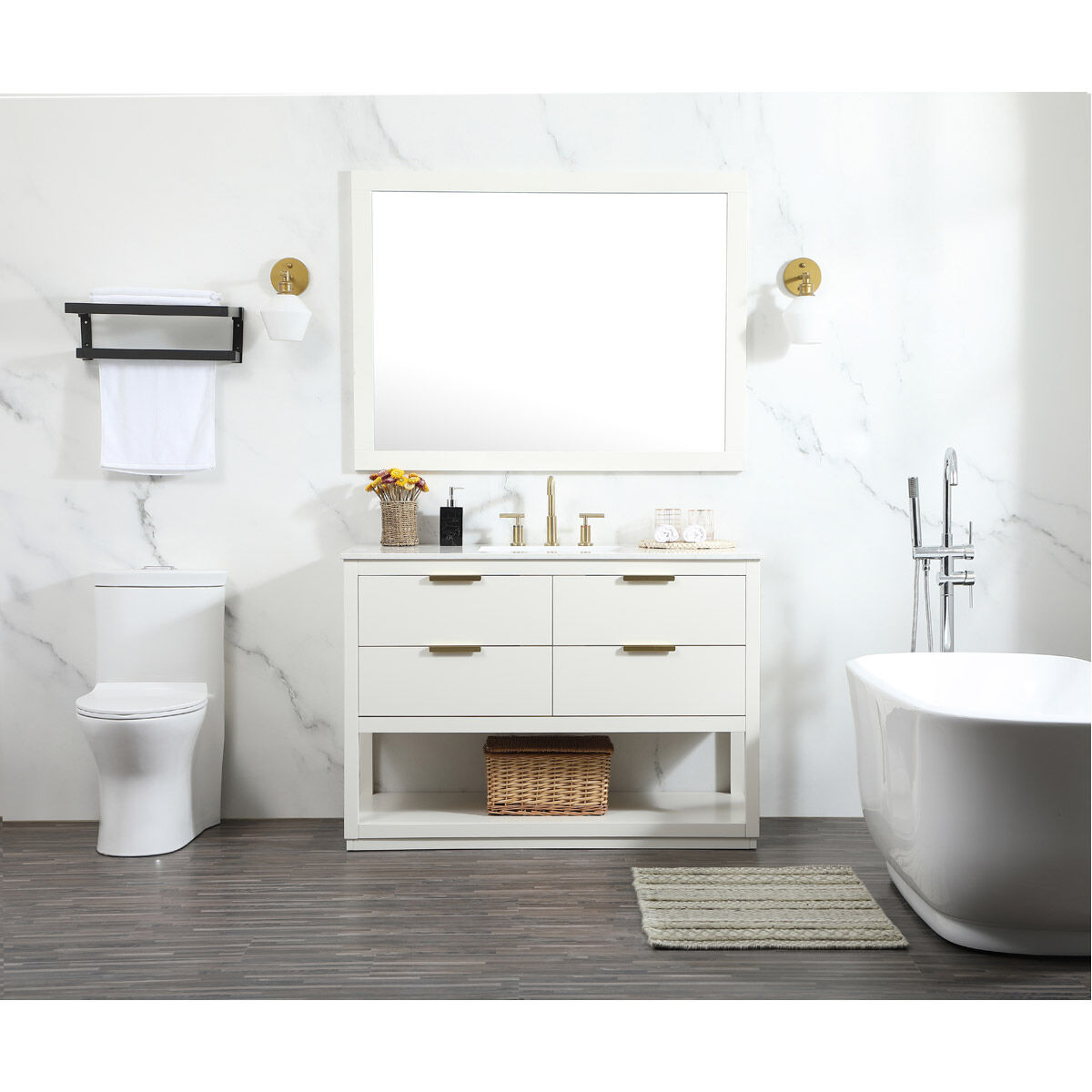 Larkin 48 X 22 X 34 inch White Vanity Sink Set