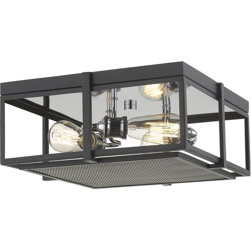 Halcyon 3 Light 15.75 inch Matte Black and Chrome Flush Mount Ceiling Light