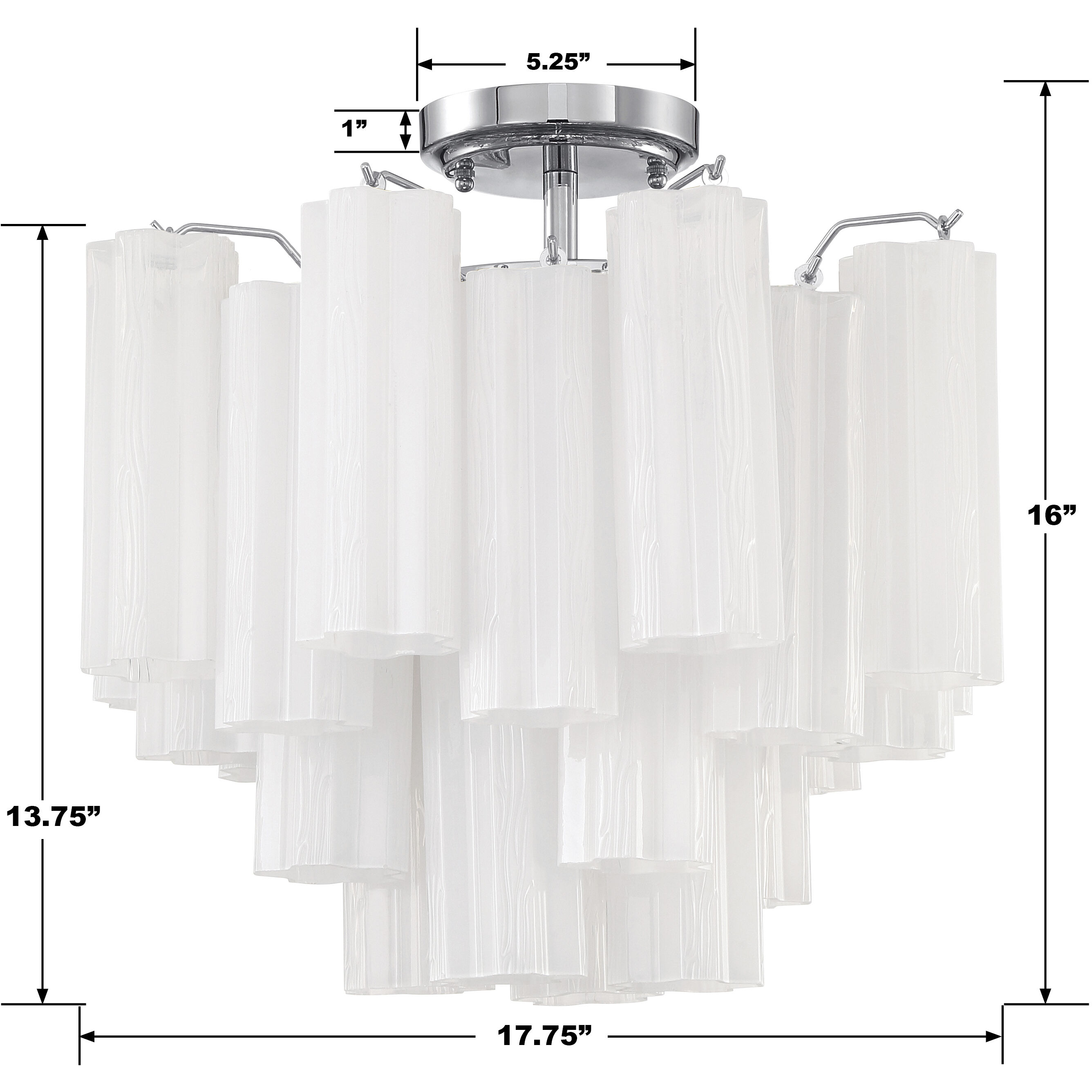 Addis 4 Light 17.75 inch Polished Chrome Semi Flush Ceiling Light in White