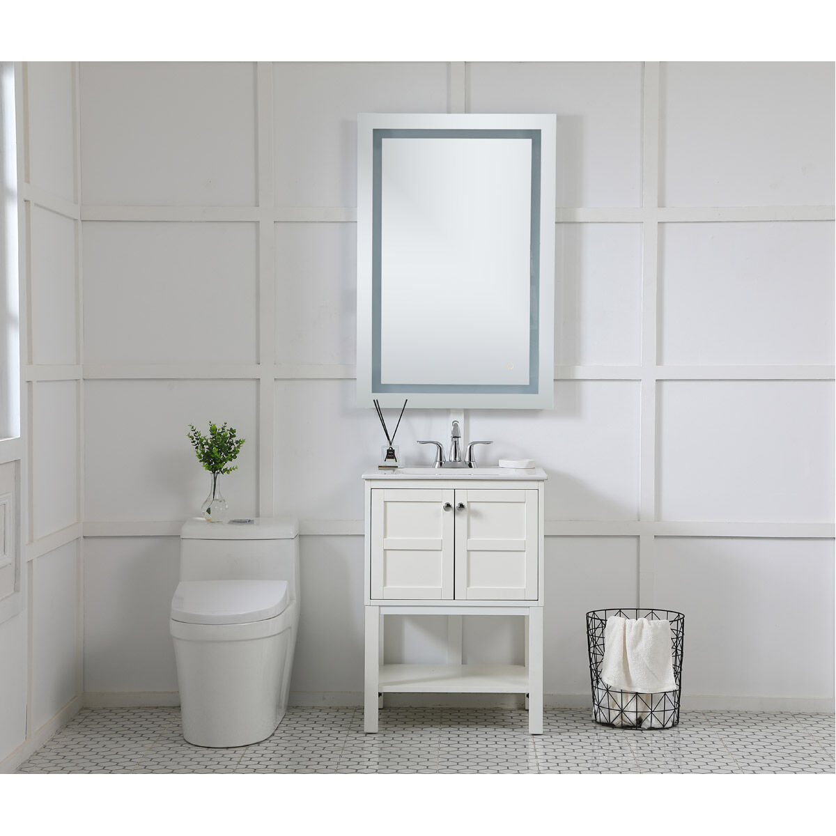 Helios 40 X 27 inch Silver Lighted Wall Mirror