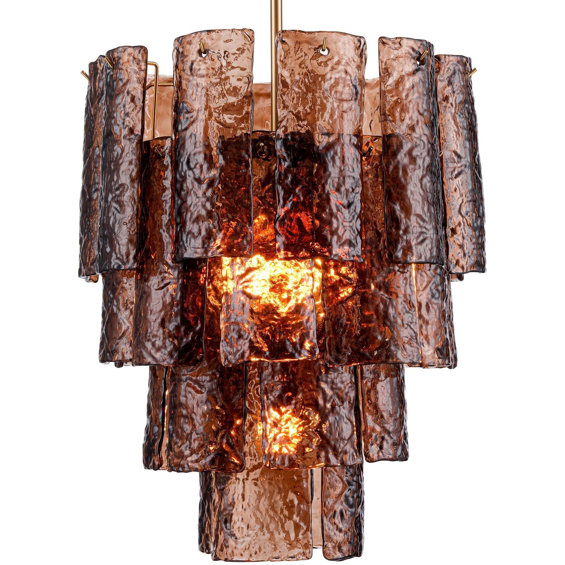 Fire and Ice 5 Light 16.75 inch Lacquered Gold Chandelier Ceiling Light in Dark Amber Glass