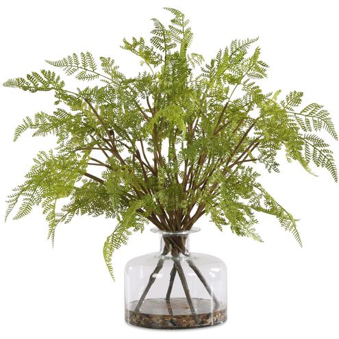 Woodland Fern Green and Clear Centerpiece