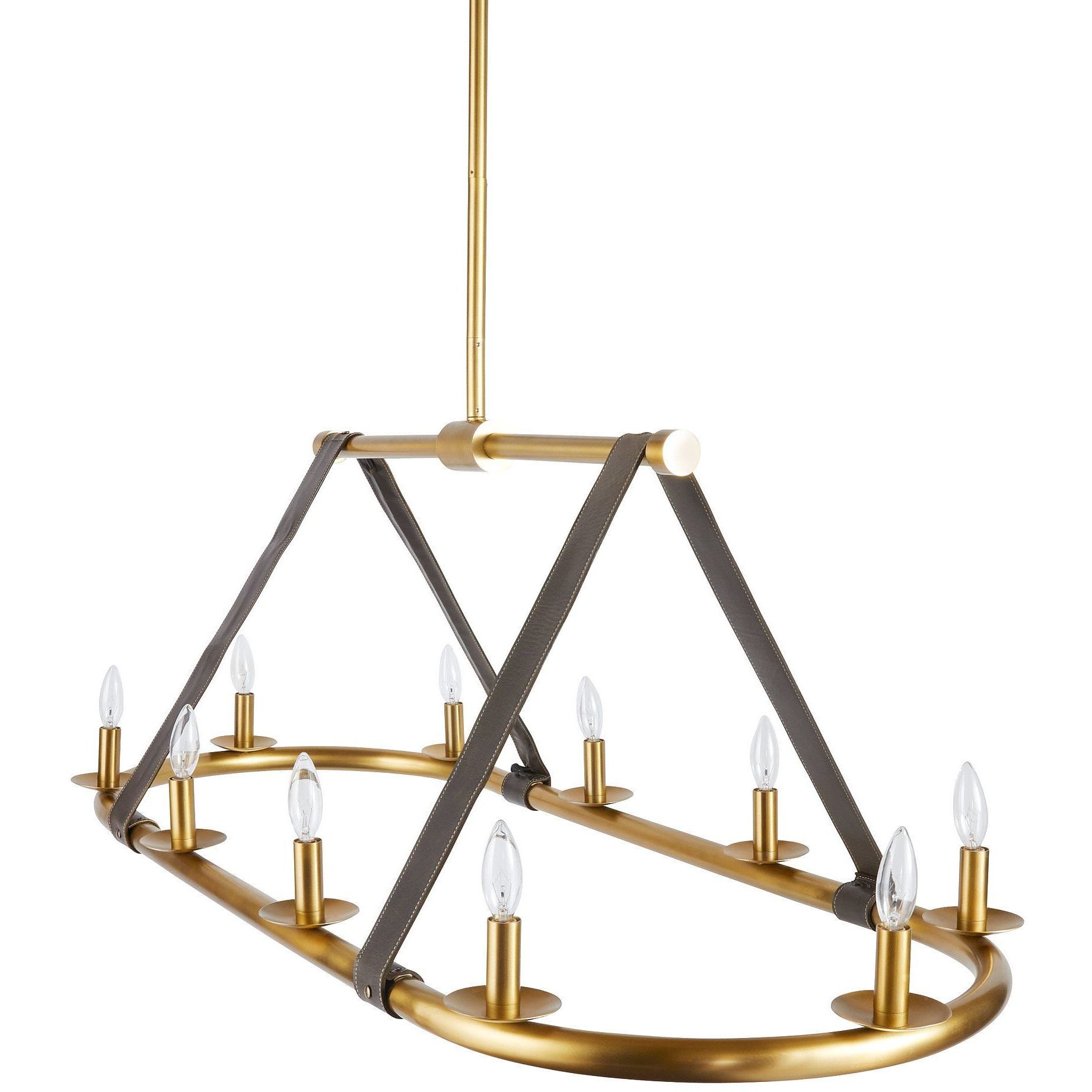 Englewood 10 Light 52 inch Antique Brass Linear Chandelier Ceiling Light