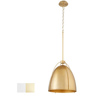 Jamie 1 Light 14.5 inch Studio White and Aged Brass Pendant Ceiling Light