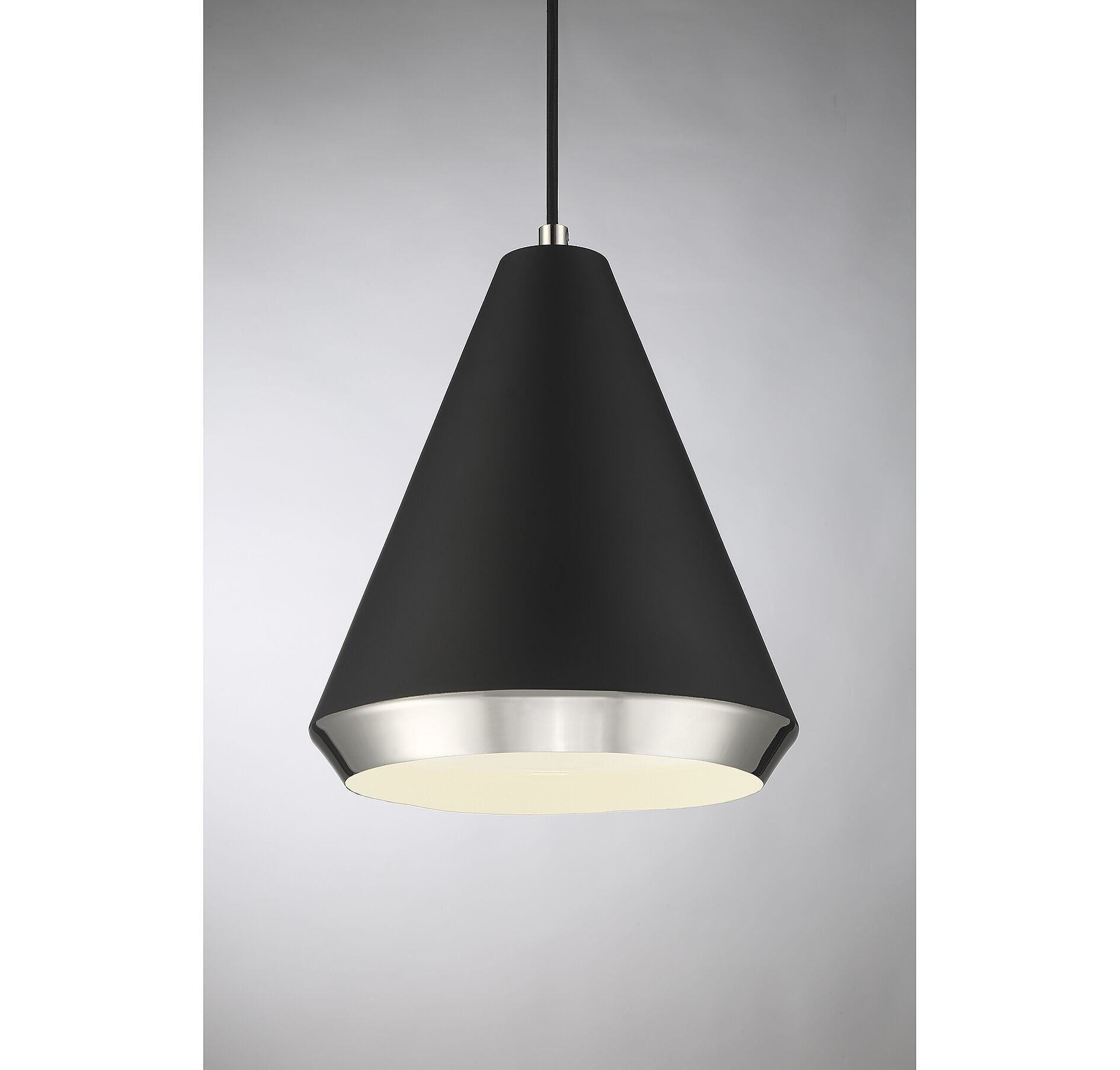 Vintage 1 Light 10 inch Matte Black with Polished Nickel Pendant Ceiling Light