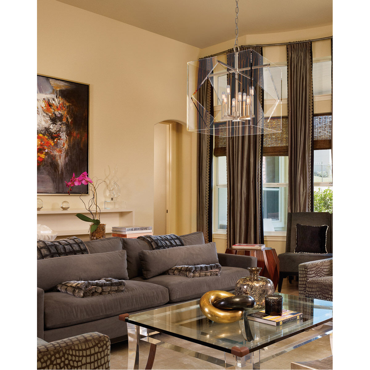 Travis 8 Light 24 inch Aged Brass Pendant Ceiling Light