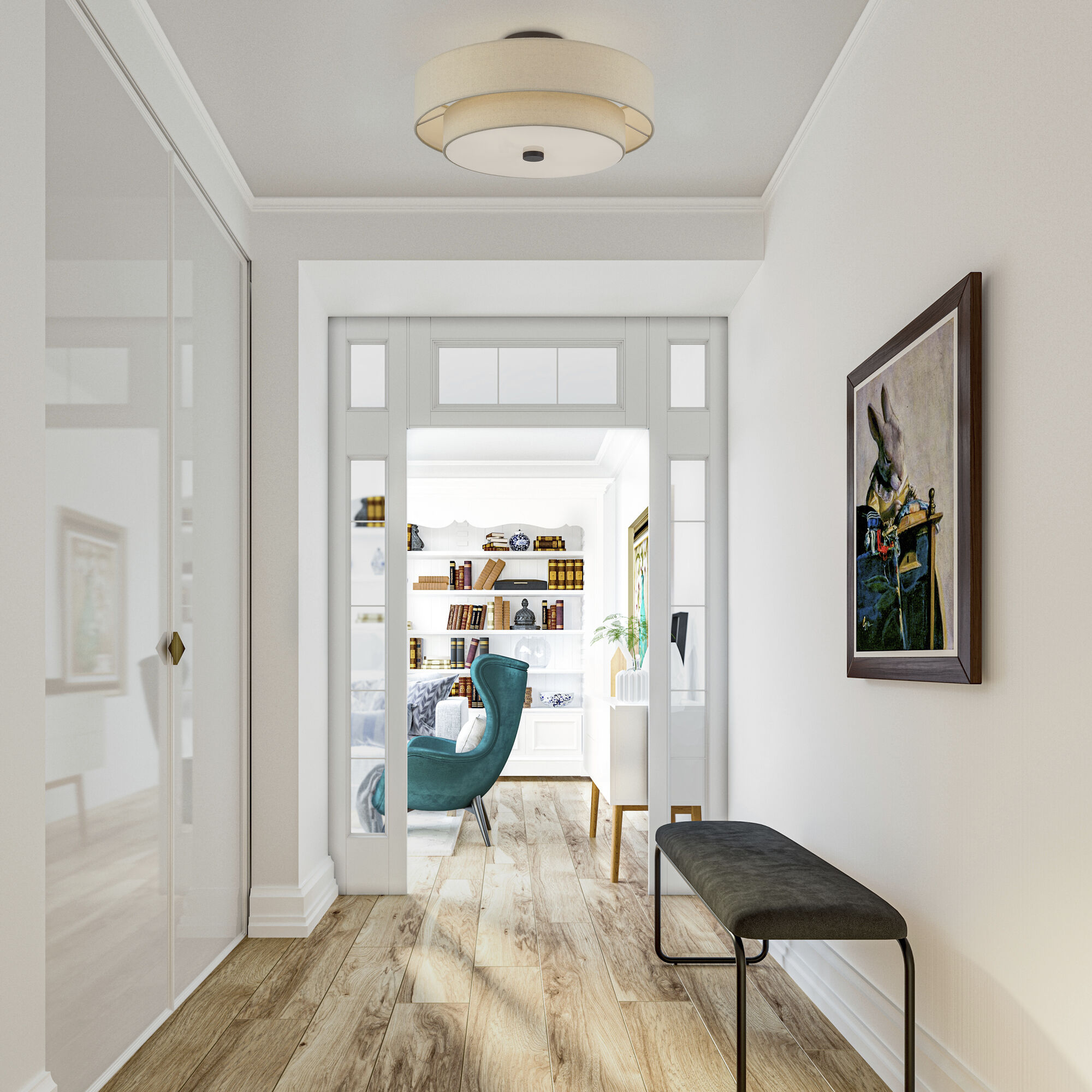 Bellingham 4 Light 18 inch Bronze Semi Flush Mount Ceiling Light, Large