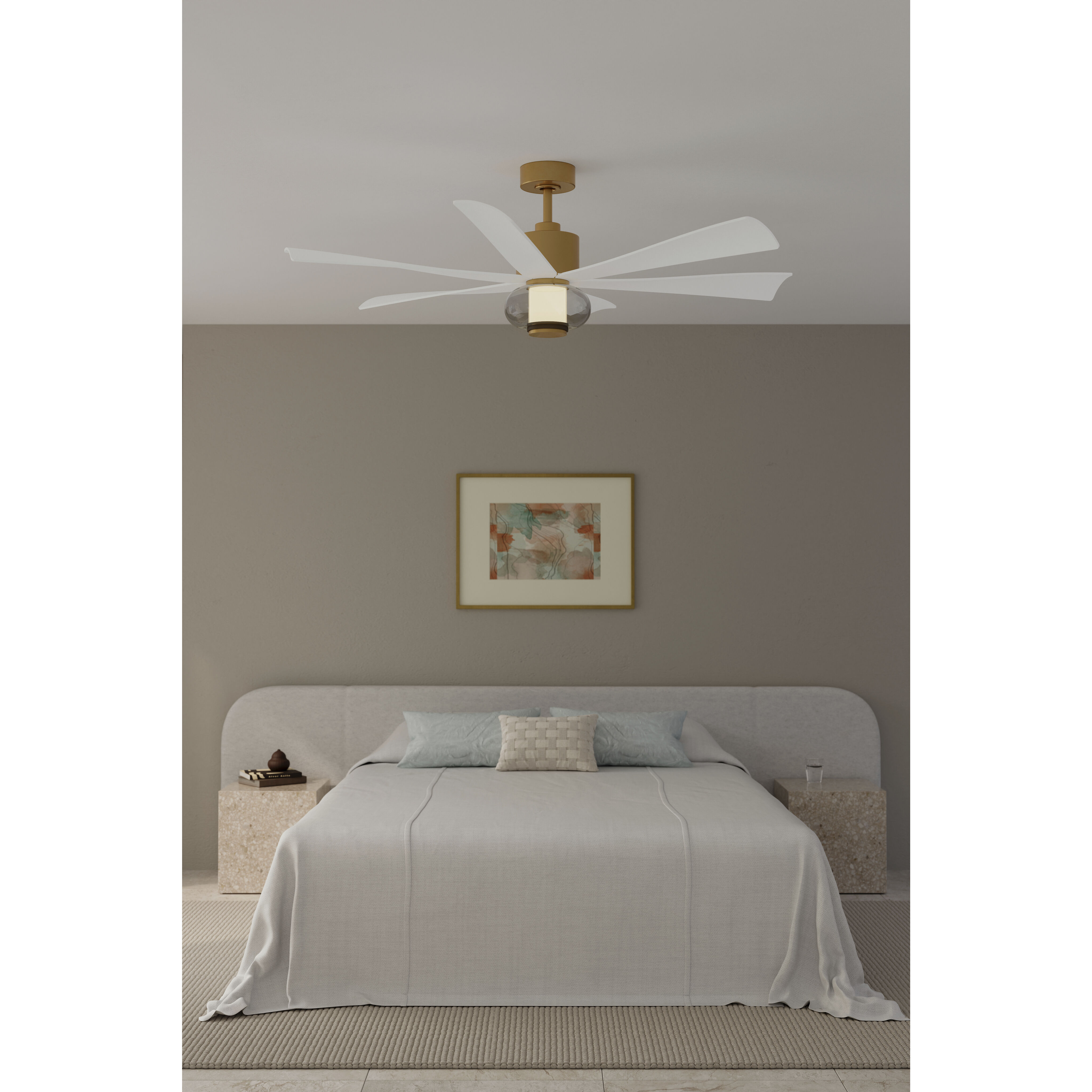 Veyra 56 inch Legacy Brass with Alabaster White Blades Smart Ceiling Fan