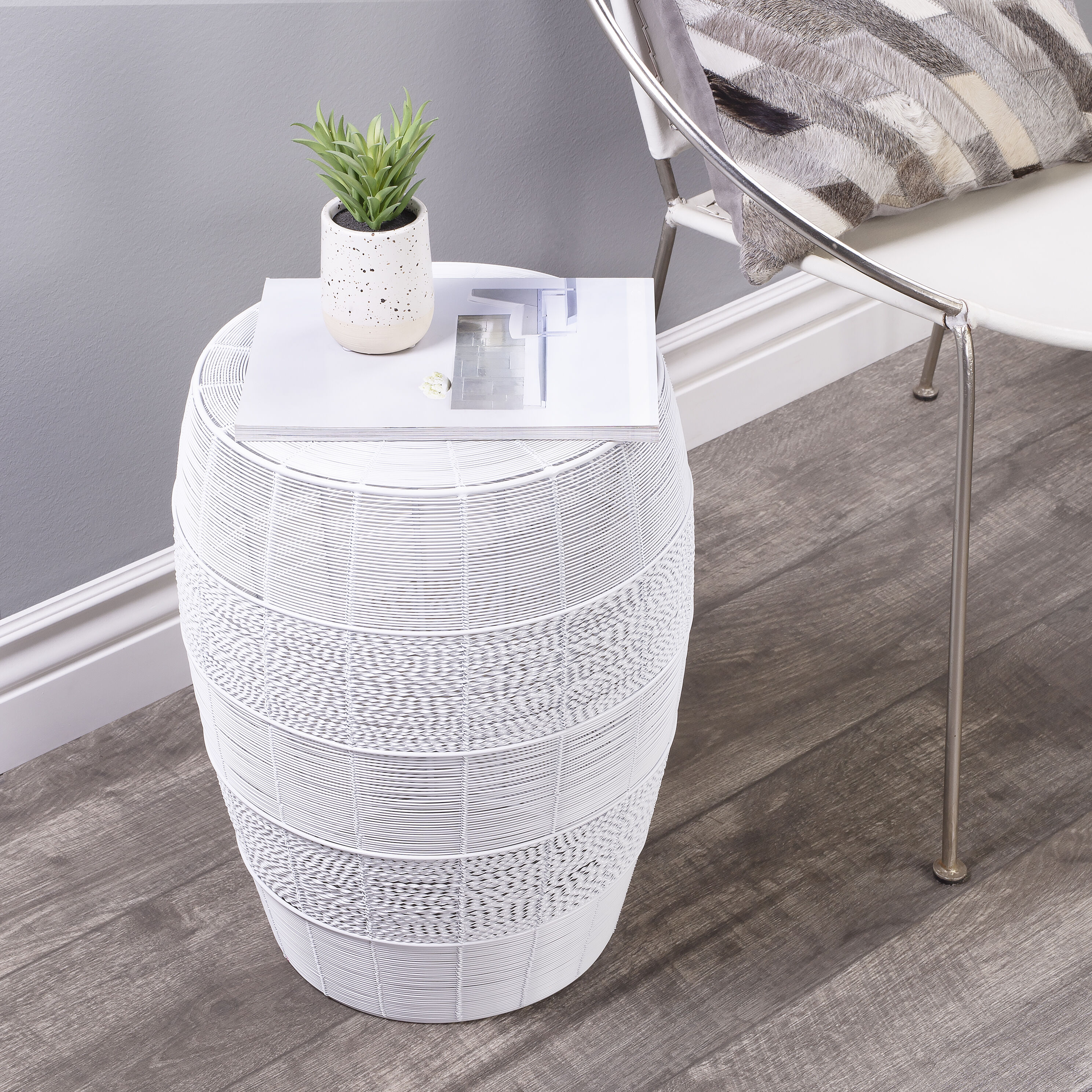 Bellarose White Metal End or Side Table