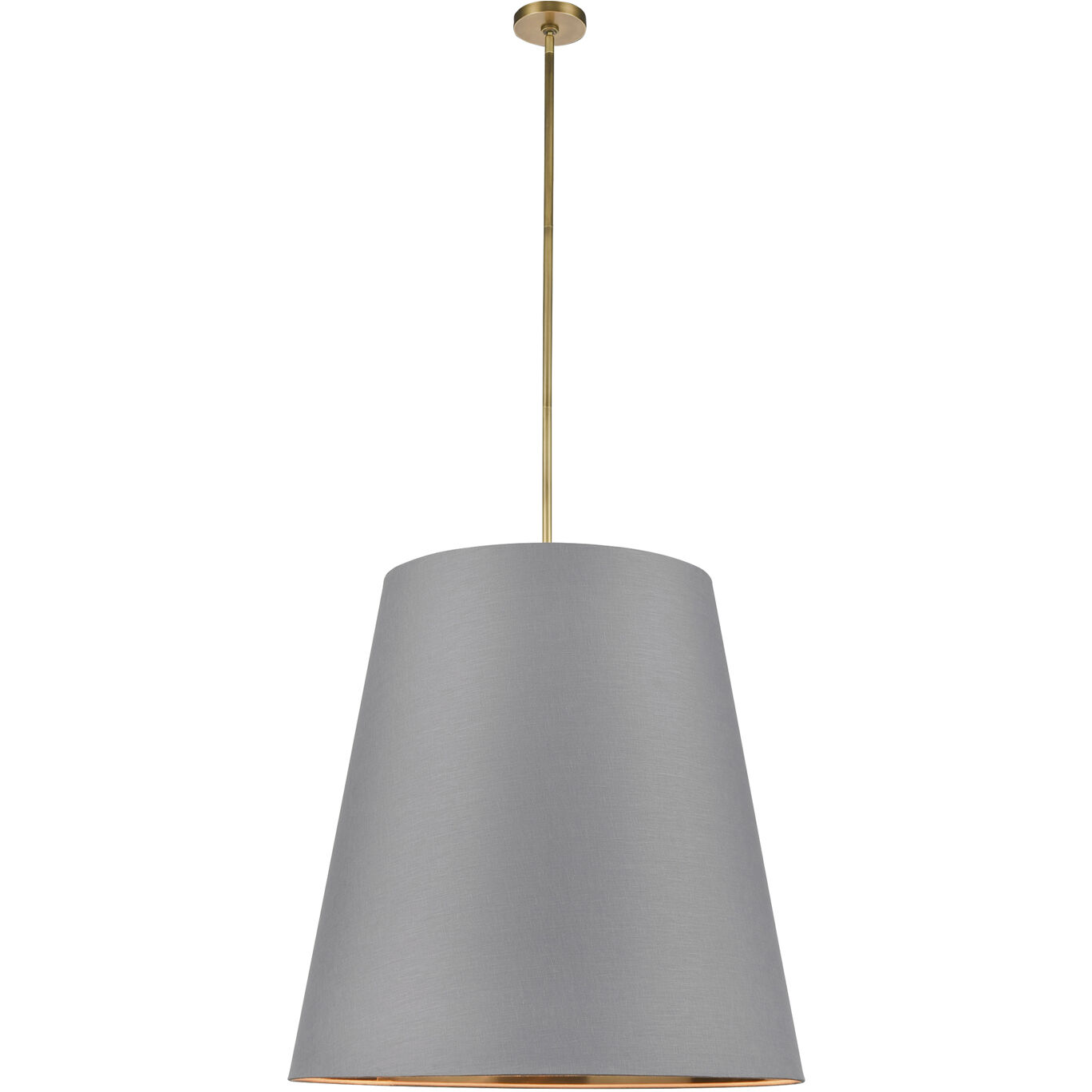 Calor Pendant Ceiling Light in Gray Linen With Gold Parchment and Vintage Brass