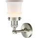 Franklin Restoration Small Canton 1 Light 6 inch Brushed Satin Nickel Semi-Flush Mount Ceiling Light in Matte White Glass, Franklin Restoration
