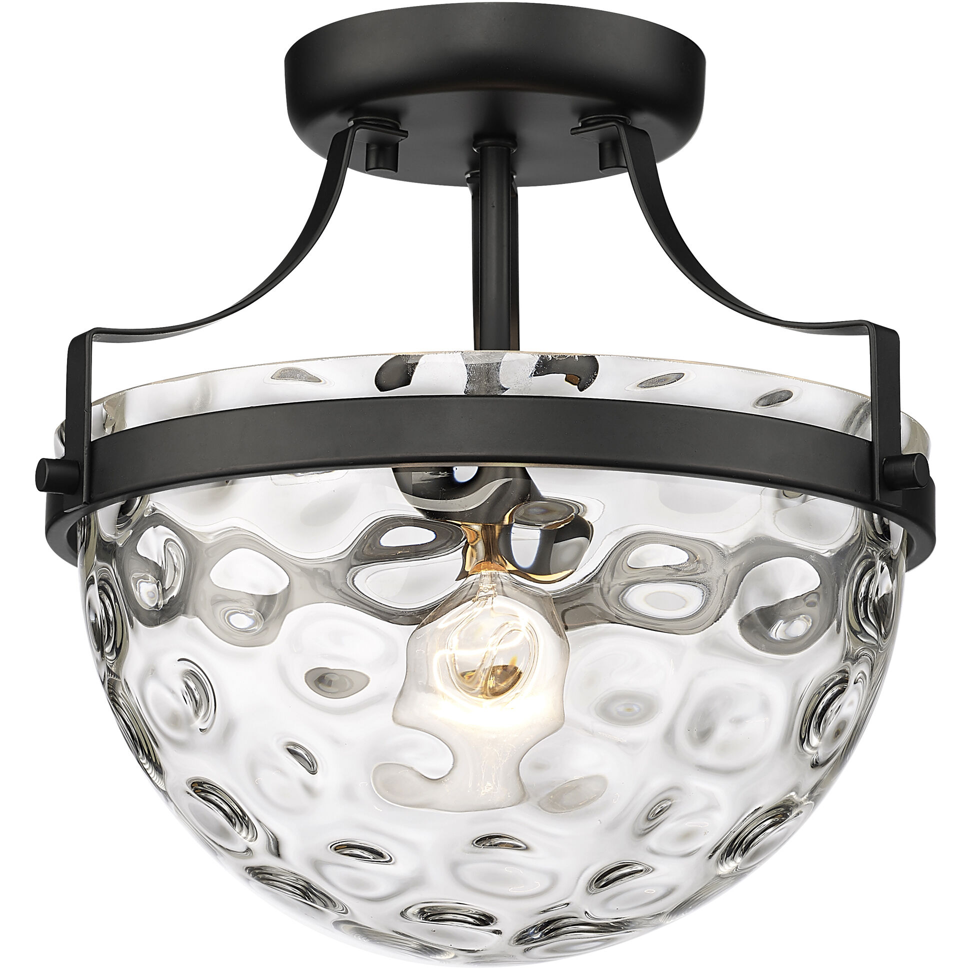 Quinn 1 Light 11 inch Matte Black Semi-Flush Ceiling Light