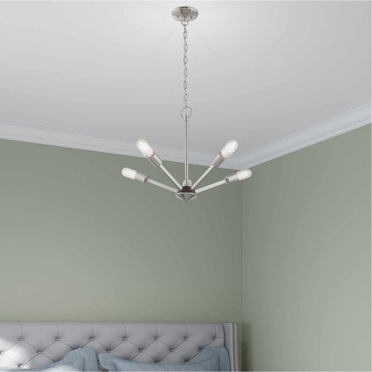 Prague 5 Light 20 inch Brushed Nickel Chandelier Ceiling Light