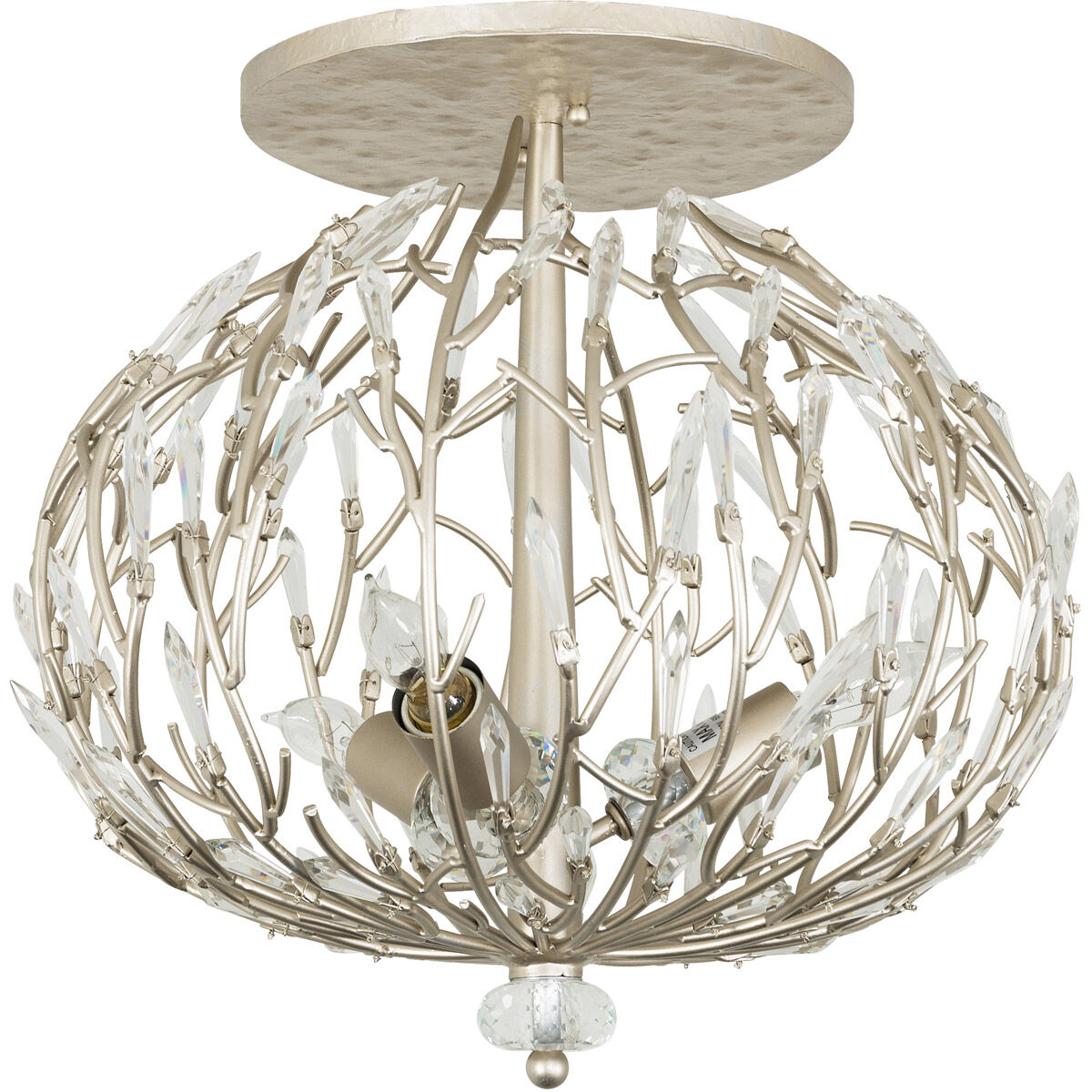 Bask 3 Light 18 inch Gold Dust Semi-Flush Ceiling Light, Premium Pre-Installed Crystal