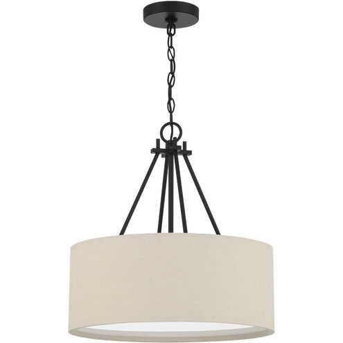 Duke 3 Light 18 inch Flat Black Pendant Ceiling Light, Drum