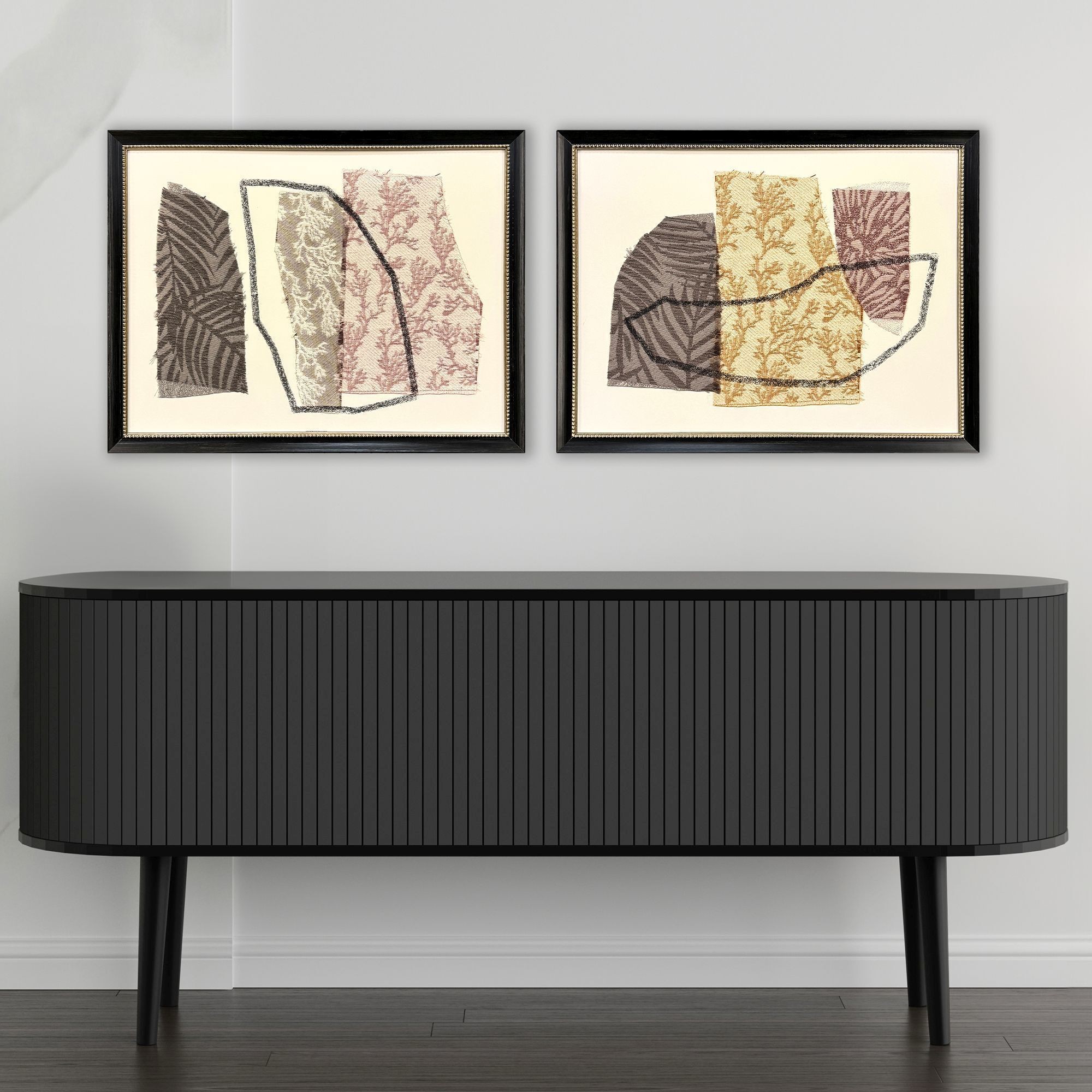 Bold Blends Multi and Black and Brown and Orange Framed Art