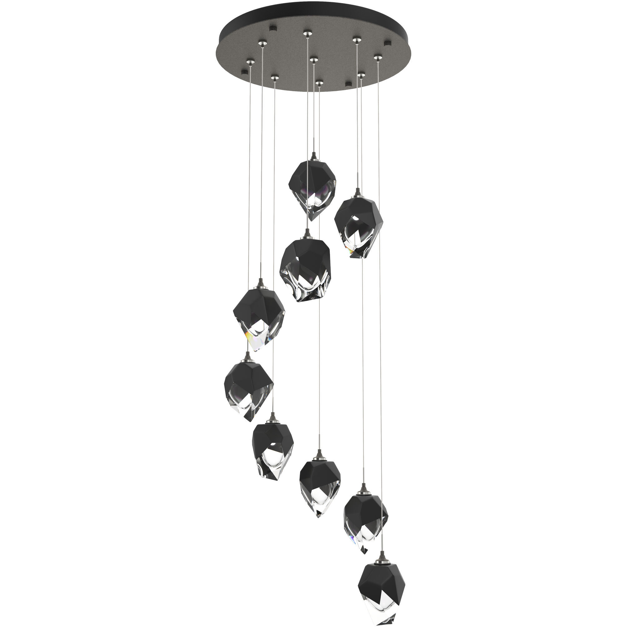Chrysalis 9 Light 20.5 inch Natural Iron Pendant Ceiling Light in Black Crystal, Small