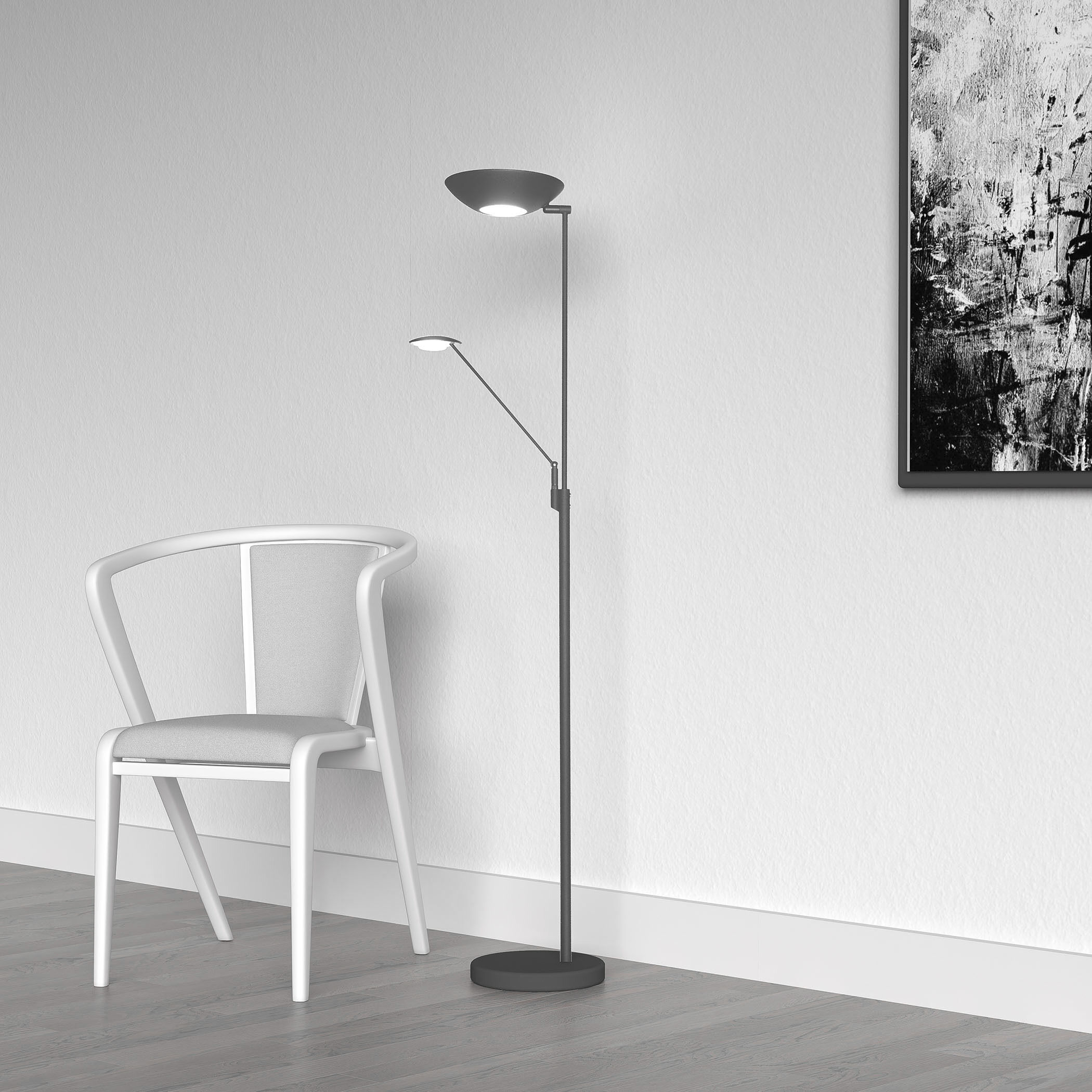 Contemporary 72 inch 27.00 watt Black Task Floor Lamp Portable Light, Hinge