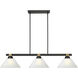 Bronte 3 Light 52.75 inch Matte Black and Rubbed Brass Billiard Light Ceiling Light in White Linen Glass