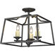 Athena 3 Light 14.5 inch Natural Black Semi-Flush Mount Ceiling Light