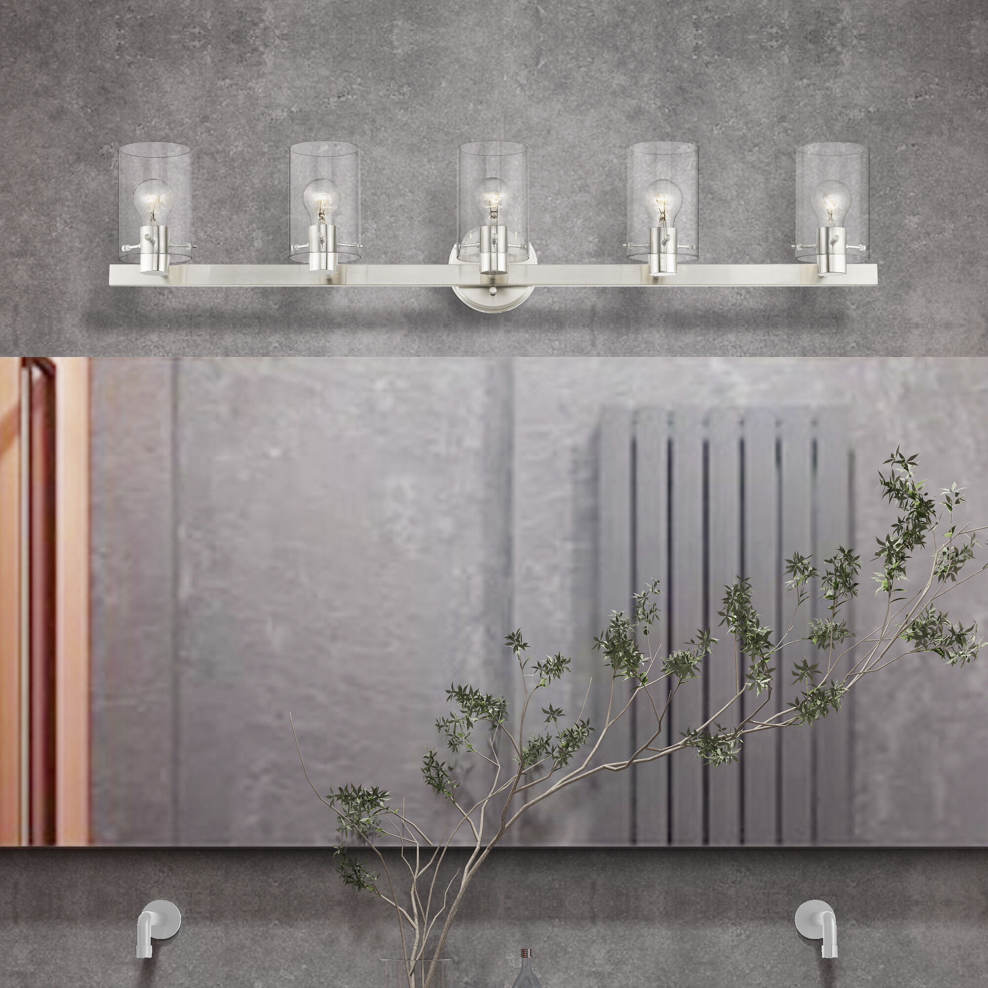 Munich 5 Light 42 inch Brushed Nickel Vanity Sconce Wall Light