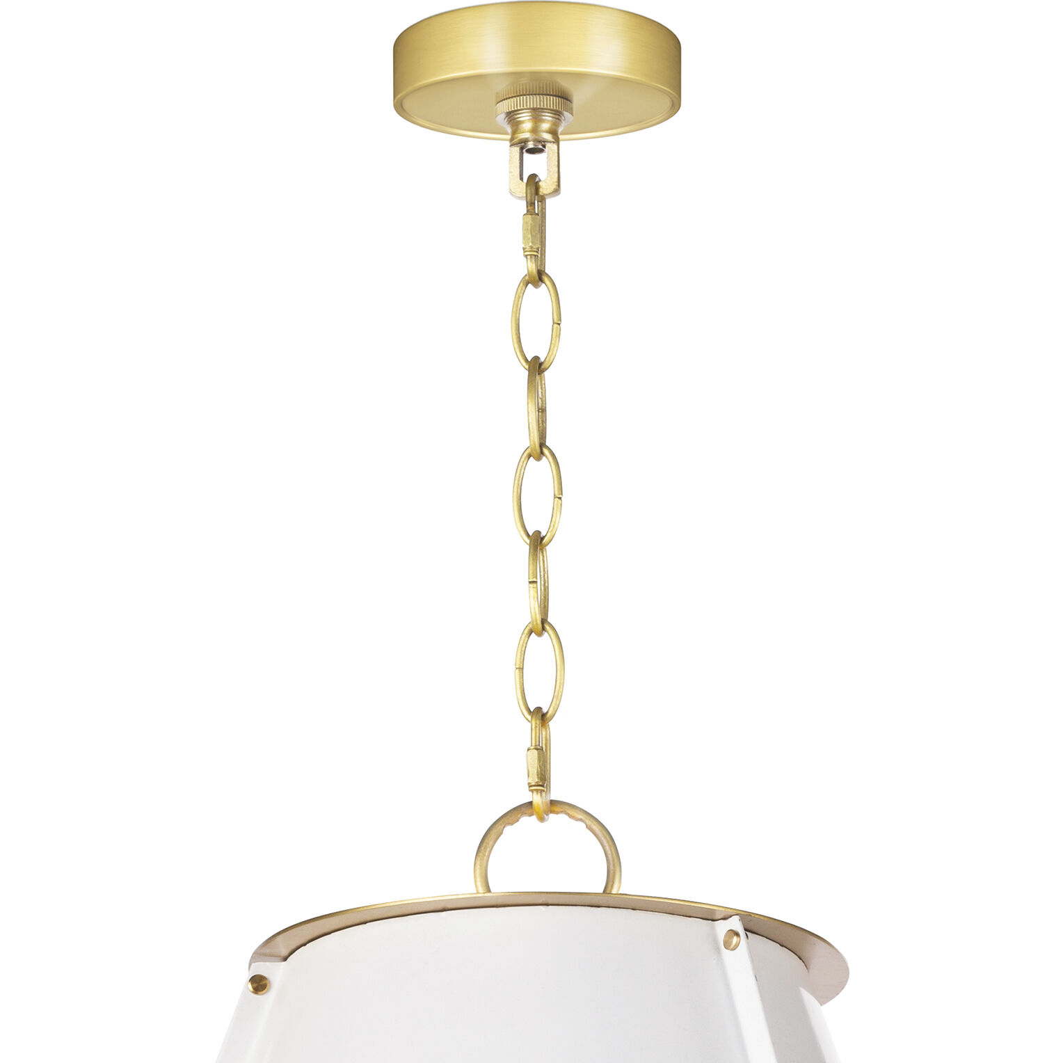 French Maid 3 Light 25.5 inch White and Natural Brass Chandelier Ceiling Light, Large