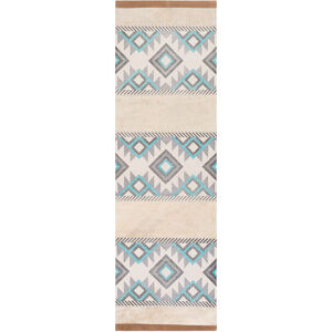 Lasso 102 X 78 inch Gray and Blue Area Rug, Cotton and Leather