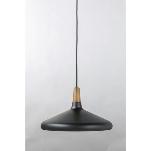 Nordic 1 Light 15 inch Walnut/Black Single Pendant Ceiling Light in Walnut and Black, Bulb Not Included