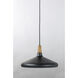 Nordic 1 Light 15 inch Walnut/Black Single Pendant Ceiling Light in Walnut and Black, Bulb Not Included