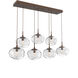 Nova LED LED Burnished Bronze Linear Pendant Ceiling Light in 2700K LED, Geo Inner - Clear Outer, Multi-Pendant
