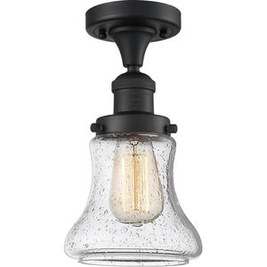 Franklin Restoration Bellmont LED 6 inch Matte Black Semi-Flush Mount Ceiling Light in Seedy Glass, Franklin Restoration