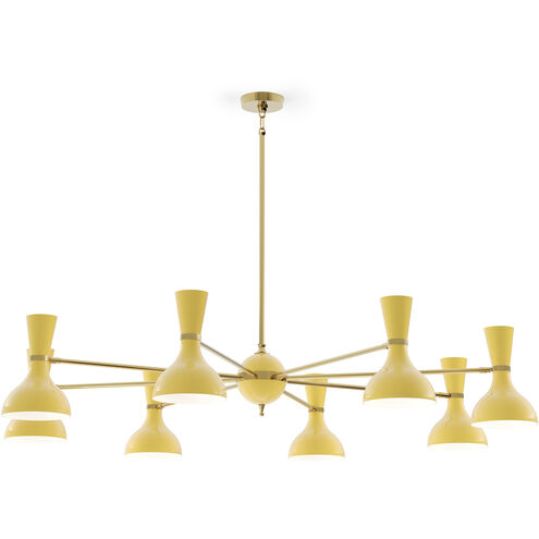 Clare 8 Light 57 inch Modern Brass Chandelier Ceiling Light in Sunset Yellow