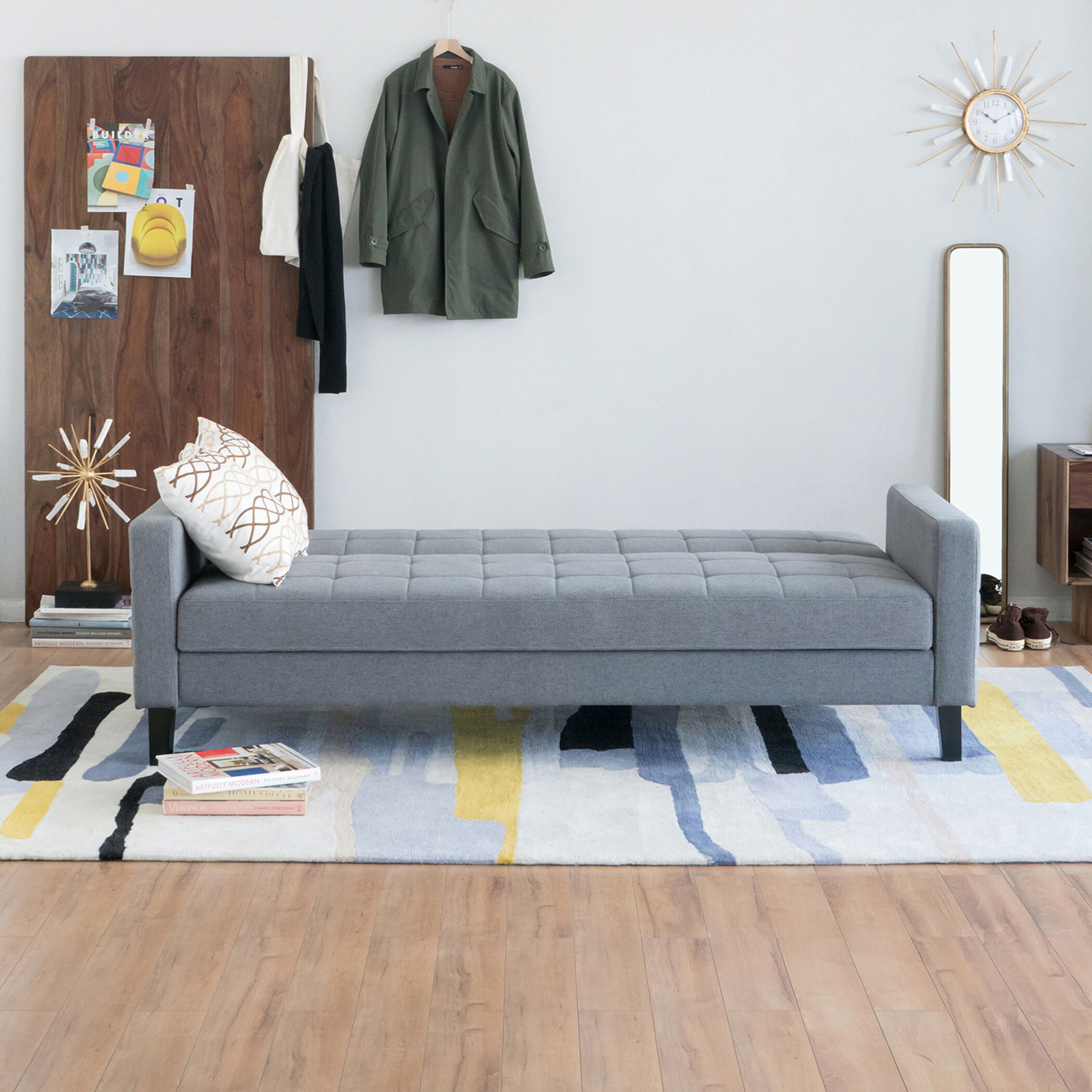 Small Biscuit Tufted Gray Sofa