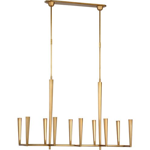 Thomas O'Brien Galahad LED 49.75 inch Hand-Rubbed Antique Brass Linear Chandelier Ceiling Light, Large