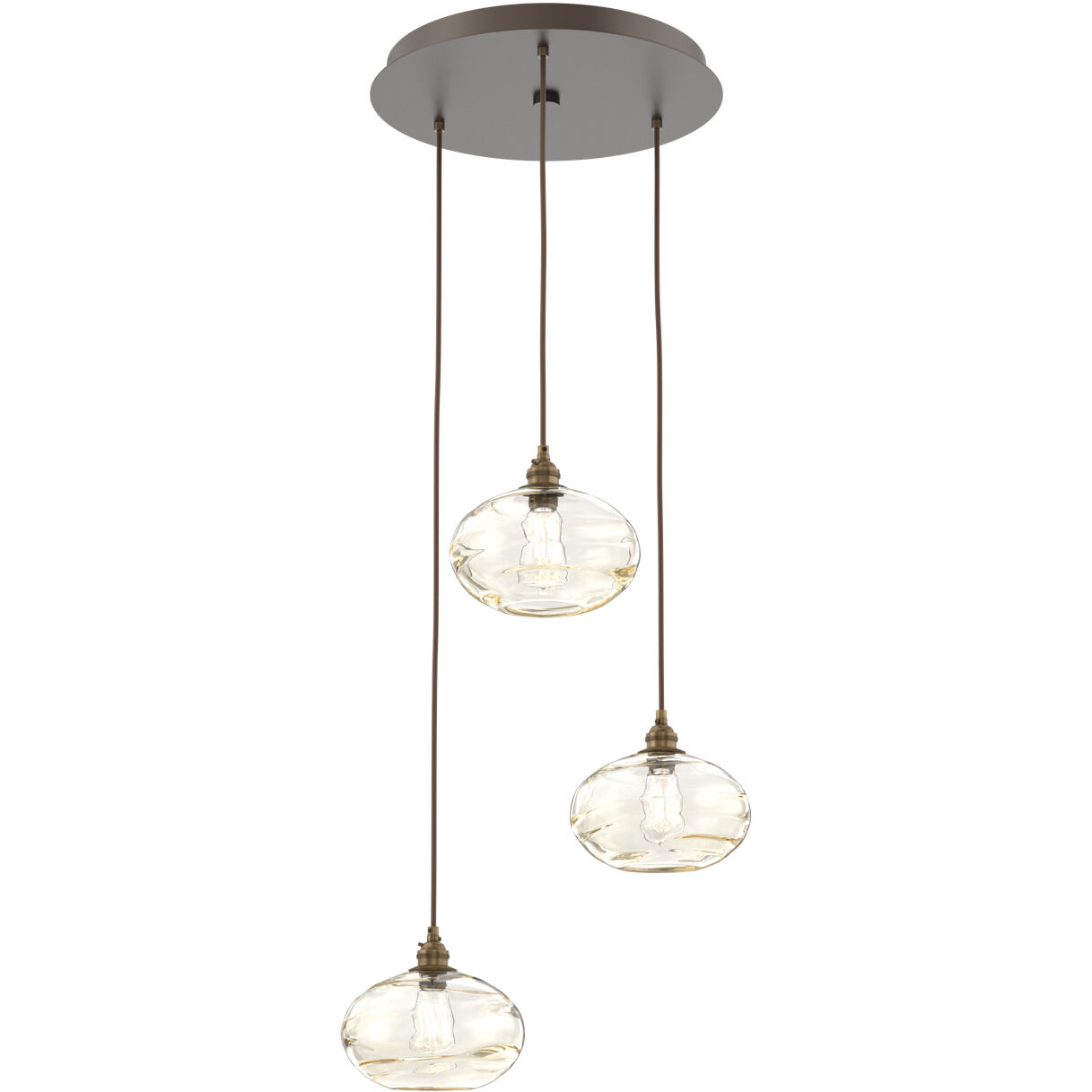 Coppa 3 Light Flat Bronze Chandelier Ceiling Light, Round Multi-Port