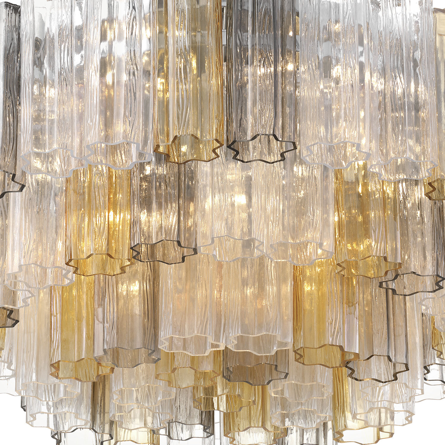 Addis 16 Light 32 inch Polished Chrome Flush Ceiling Light in Tronchi Glass Autumn