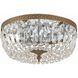 Waltham 3 Light 14 inch Olde Brass Flush Ceiling Light in Clear Hand Cut