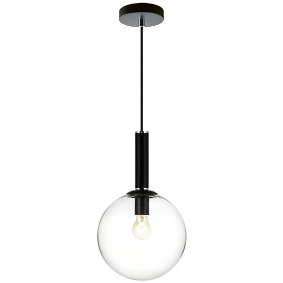 Stellar 1 Light 9.88 inch Black Pendant Ceiling Light in Black and Clear