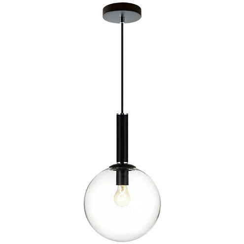 Stellar 1 Light 10 inch Black Pendant Ceiling Light in Black and Clear