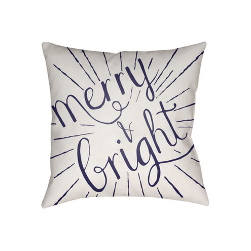 Merry And Bright 20 X 20 inch Blue and White Outdoor Throw Pillow