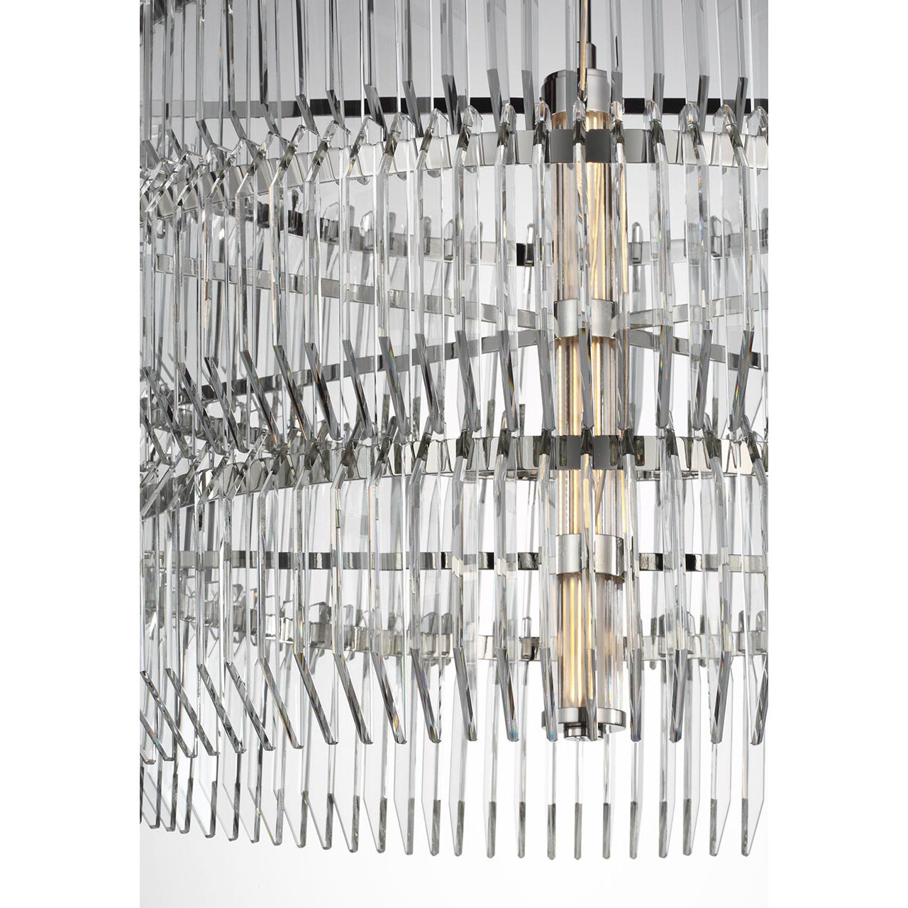 Waterford Killarney LED 32 inch Polished Nickel Layered Drum Chandelier Ceiling Light
