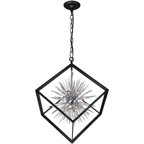 Starburst 6 Light 22 inch Chrome and Black Down Chandelier Ceiling Light